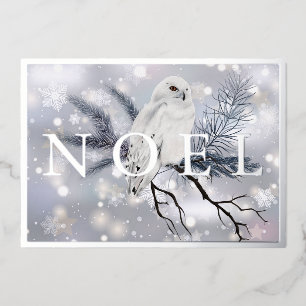 Snowy owl NOEL aangepast kerstfeest Folie Feestdagenkaart