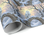 Snowy Owl On a Stone Arch Cadeaupapier (Rol Hoek)