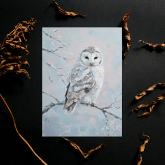 Snowy Owl on Winter Branch – Nature Art Briefkaart