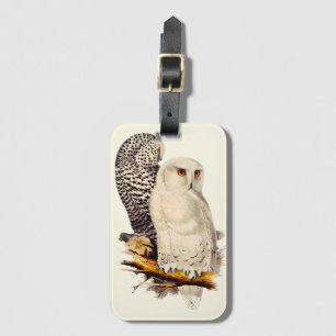 Snowy Owl tekening Bagagelabel