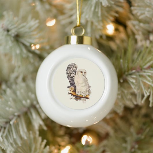  Snowy Owl tekening Keramische Bal Ornament (Boom)