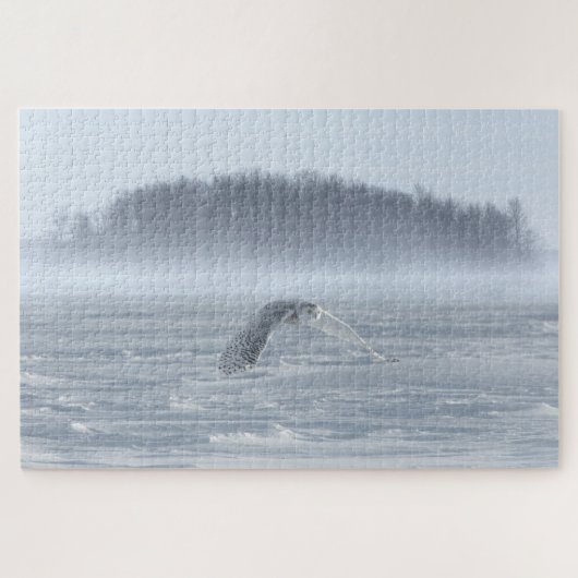 Snowy Owl vliegen in de winter Legpuzzel (Horizontaal)
