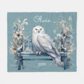 Snowy Owl Winter gepersonaliseerd Fleece Deken (Voorkant (Horizontaal))