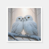 Snowy Owls On a Winter Branch Servet (Voorkant)
