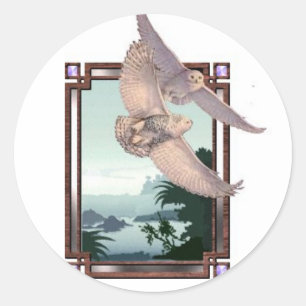 Snowy Owls Ronde Sticker