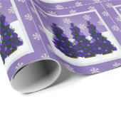 Snowy Paars kerstpapier Cadeaupapier (Rol Hoek)