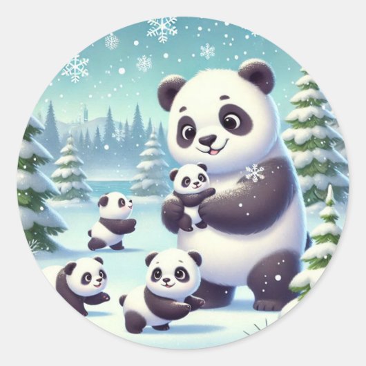 Snowy Panda Serenity Ronde Sticker (Voorkant)