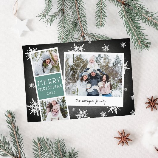 Snowy Photobooth Holiday Photo Collage Card Feestdagenkaart