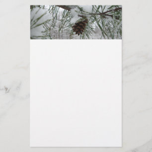 Snowy Pine Branch Winter Natuur Briefpapier