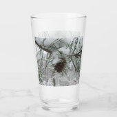 Snowy Pine Branch Winter Natuur Glas (Achterkant)