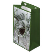 Snowy Pine Branch Winter Natuur Klein Cadeauzakje (Voorkant Gekanteld)