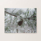 Snowy Pine Branch Winter Natuur Legpuzzel (Horizontaal)