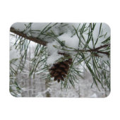Snowy Pine Branch Winter Natuur Magneet (Horizontaal)
