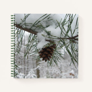 Snowy Pine Branch Winter Natuur Notitieboek