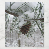 Snowy Pine Branch Winter Natuur Wijn Etiket (Enkel label)
