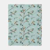 Snowy Pine Branches Winter Patroon Fleece Deken (Voorkant)