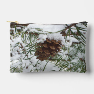 Snowy Pine Cone I Winter Natuur Foto Etui
