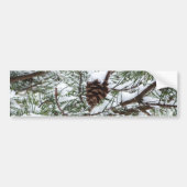 Snowy Pine Cone II Winter Natuur Fotografie Bumpersticker (Voorkant)