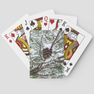 Snowy Pine Cone II Winter Natuur Fotografie Pokerkaarten