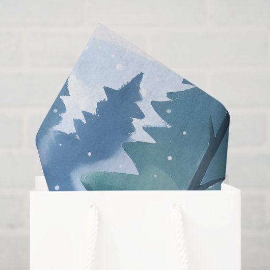 Snowy Pine Forest | Waterverf in de winter Tissuepapier (Cadeauzakje)