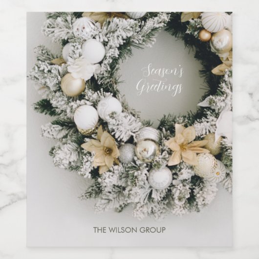 Snowy Pine Kerstmis Wijn Etiket (Enkel label)