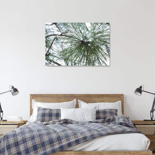 Snowy Pine Needles Winter Natuur Canvas Afdruk (Insitu (Slaapkamer))