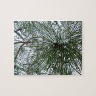 Snowy Pine Needles Winter Natuur Legpuzzel