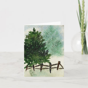 Snowy Pine Tree Feestdagen Kaart