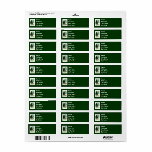 Snowy Pine Tree retour adreslabels Etiket (Full Sheet)