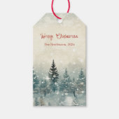Snowy Pine Trees Christmas Cadeaulabel (Voorkant)