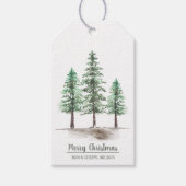 Snowy Pine Trees Kerstmis Cadeaulabel (Voorkant)