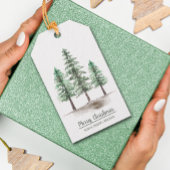 Snowy Pine Trees Kerstmis Cadeaulabel