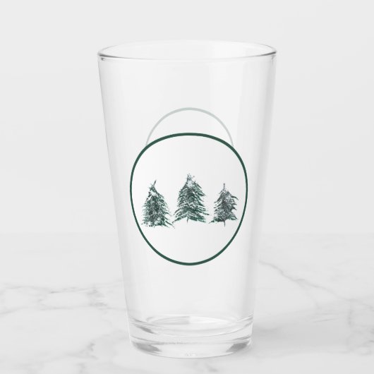 Snowy Pine Trees Pint Glass Glas (Voorkant)
