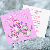 Snowy Pink White Snowman Personalized Kaart