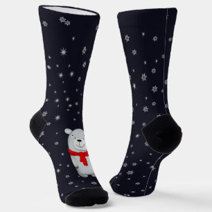 Snowy Polar Navy Winter Kerstmis Sokken