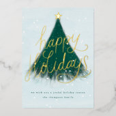 Snowy Prettige feestdagen Tree Forest Green Foto G (Voorkant)