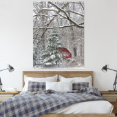 Snowy Red Barn Canvas Afdruk (Insitu (Slaapkamer))
