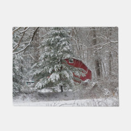 Snowy Red Barn Deurmat