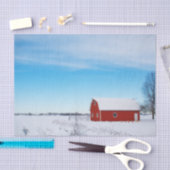 Snowy Red Barn Under a Crystal Blue Sky Tissuepapier (Craft)