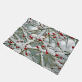 Snowy Red Berries Winter Scene Deurmat (Schuin)