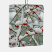 Snowy Red Berries Winter Scene Keramisch Ornament (Rechts)