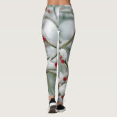 Snowy Red Berries Winter Scene Leggings (Achterkant)