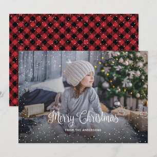 Snowy Red Buffalo met kerstkaarten Feestdagenkaart