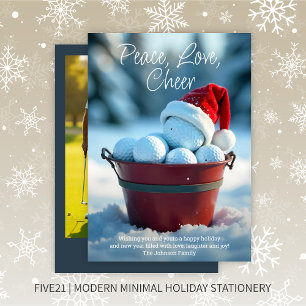 Snowy Red Christmas Golf Ball Bucket Foto Feestdagenkaart