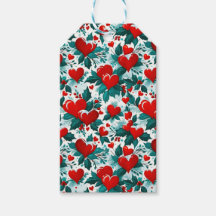 Snowy Red Christmas Hearts en Holly