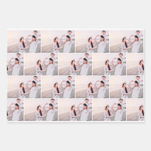 Snowy Red en White Merriest Kerstfoto Inpakpapier Vel (Voorkant 3)