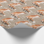 Snowy Red Fox Kraft Paper Wrapping Cadeaupapier (Hoek)