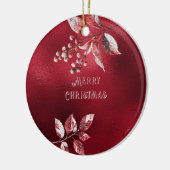 Snowy Red Leaves Kerstversiering Keramisch Ornament (Links)