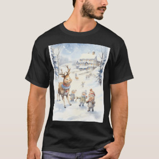 Snowy Reindeer Frolic T-shirt