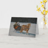 Snowy Ride Winter Scene Carte de voeux 5x7 (Fleur jaune)